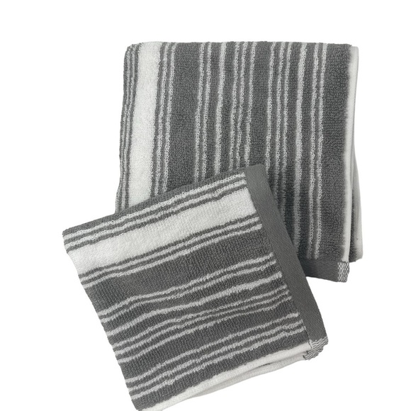 Lauren Ralph Lauren Sanders Pewter Hand Towel & 1 Wash cloth Set NWT - Picture 1 of 6